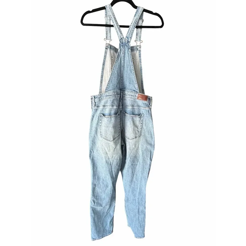 Hollister Boyfriend Denim Overalls Distressed Light Wash Bib Jeans M Coastal